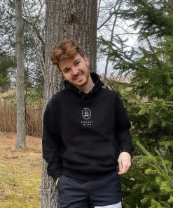 Lone Fox Embroidered Logo Hoodie - Black