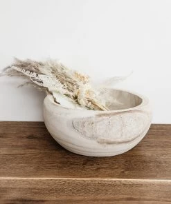 Lone Fox Vera Hand-Carved Paulownia Wood Bowl New