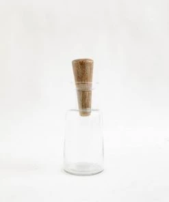 Creative Co Op Glass Decanter W/ Wood Stopper New