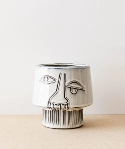 Lone Fox Glazed Stoneware Face Planter