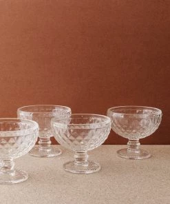 Lone Fox Hatched Glass Dessert Bowls
