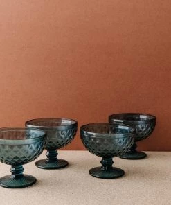 Lone Fox Hatched Glass Dessert Bowls