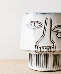 Lone Fox Glazed Stoneware Face Planter