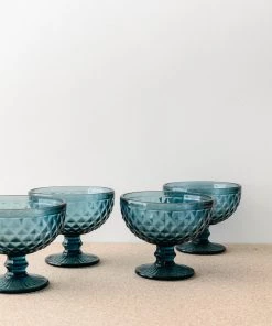 Lone Fox Hatched Glass Dessert Bowls