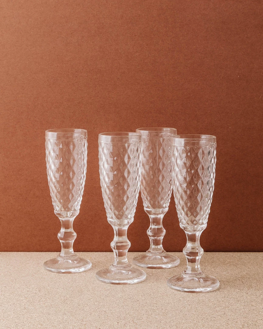 Lone Fox New Hatched Glass Champagne Flute 6 Lone Fox New Hatched Glass Champagne Flute