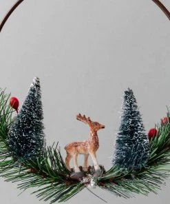 Creative Co Op Winter Scene Mini Wreathe/Ornament New