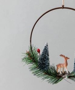 Creative Co Op Winter Scene Mini Wreathe/Ornament New