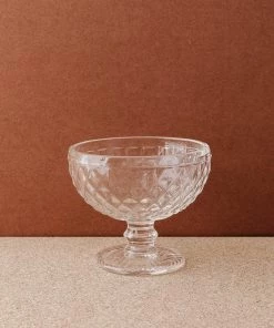 Lone Fox Hatched Glass Dessert Bowls