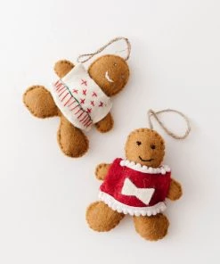 Creative Co Op Wool Gingerbread Ornaments New