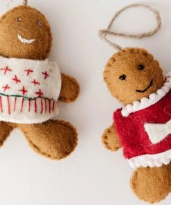 Creative Co Op Wool Gingerbread Ornaments New