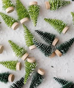 Lone Fox New Mini Green Bottle Brush Trees (Set Of 24)