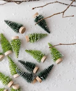 Lone Fox New Mini Green Bottle Brush Trees (Set Of 24)