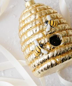 Lone Fox New Beehive Glass Ornament