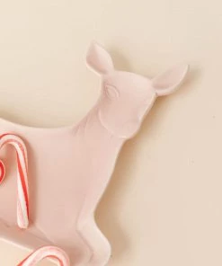 Lone Fox Pink Deer Stoneware Dish