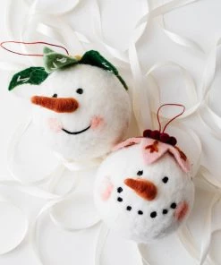 Creative Co Op New Quirky Wool Snowman Ornaments