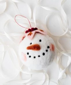 Creative Co Op New Quirky Wool Snowman Ornaments