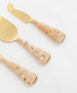 Creative Co Op New Rattan Wrapped Cheese Knives