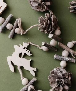 Creative Co Op Deer & Pinecones Wood Garland