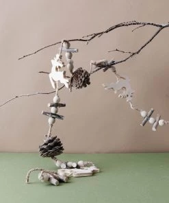 Creative Co Op Deer & Pinecones Wood Garland