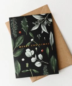 Catherine Lewis Design New Black Greenery Christmas Card