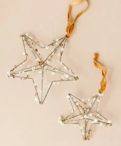 Lone Fox New Metal Star Button Ornaments (Set Of 3)