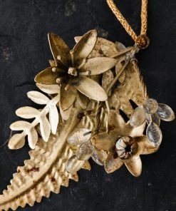 Creative Co Op Antique Brass Leaf Ornament New