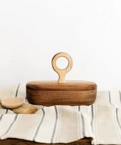 Bloomingville New Wood Divided Container W/ Lid