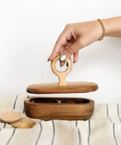 Bloomingville New Wood Divided Container W/ Lid