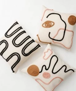 Lone Fox Squiggle Embroidered Pillow Cover