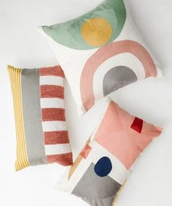 Lone Fox Oslo Geo Embroidered Pillow Cover New