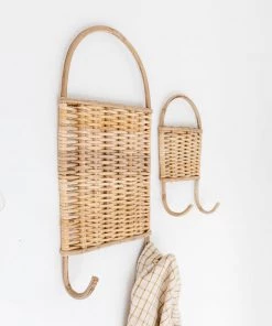 Bloomingville New Woven Rattan Wall Hooks (set Of 2)