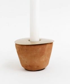 Creative Co Op New Rustic Terracotta & Brass Taper Holder