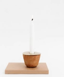 Creative Co Op New Rustic Terracotta & Brass Taper Holder