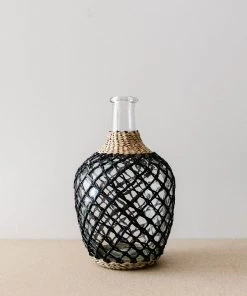 Creative Co Op Woven Seagrass Glass Bottle