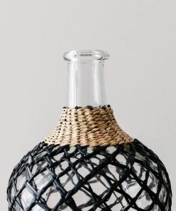Creative Co Op Woven Seagrass Glass Bottle