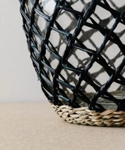 Creative Co Op Woven Seagrass Glass Bottle