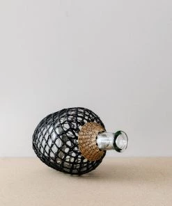 Creative Co Op Woven Seagrass Glass Bottle