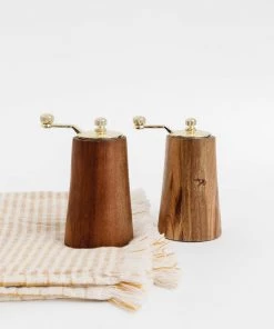 Creative Co Op Acacia Gold Salt & Pepper Mills New