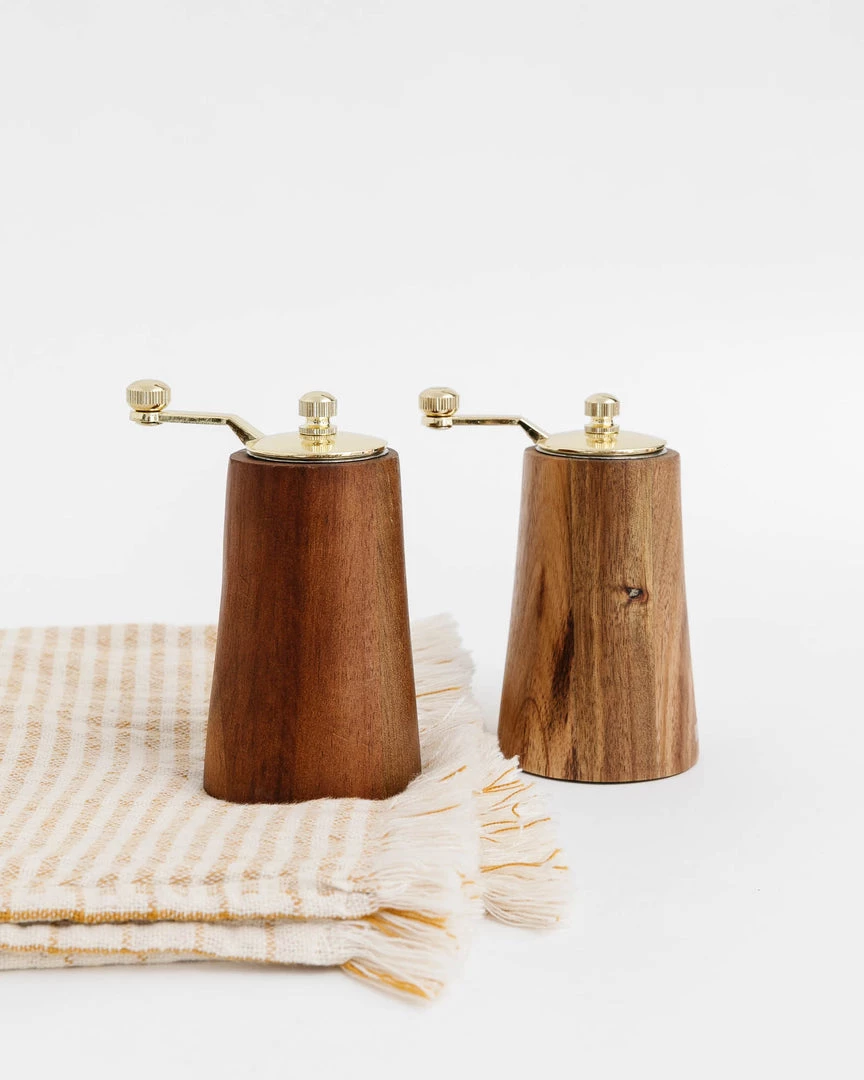 Creative Co Op Acacia Gold Salt & Pepper Mills New 3 Creative Co Op Acacia Gold Salt & Pepper Mills New