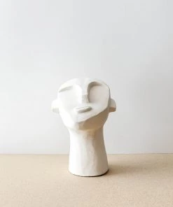 Creative Co Op New Abstract Cement Face Sculpture