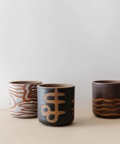 Bloomingville New Terracotta Abstract Planters (Set Of 3)