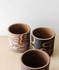 Bloomingville New Terracotta Abstract Planters (Set Of 3)