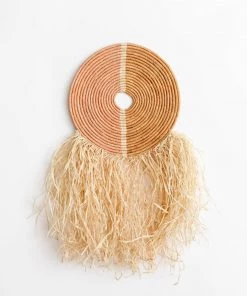 Lone Fox Peach Raffia Fringe Wall Hanging New