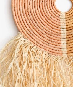 Lone Fox Peach Raffia Fringe Wall Hanging New