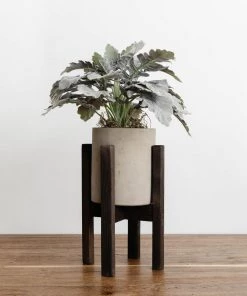 Lone Fox Rustic Concrete + Wood Planter New