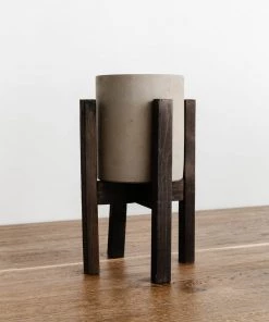 Lone Fox Rustic Concrete + Wood Planter New