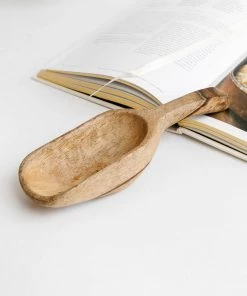 Creative Co Op Hand Carved Acacia Wood Scoop