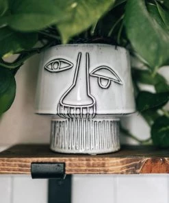 Lone Fox Glazed Stoneware Face Planter