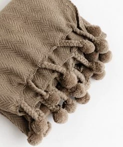 Bloomingville Pom Pom Herringbone Throw