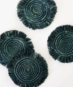 Lone Fox Edlyn Fringed Raffia Coasters New